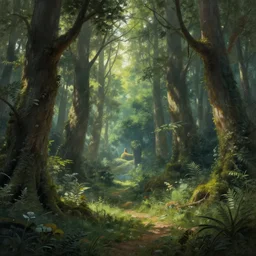 serene, fantasy magic forest, highly detailed, digital painting, artstation, concept art, sharp focus, illustration, art by artgerm and greg rutkowski and alphonse mucha