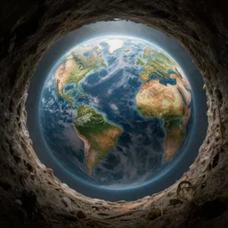 inside the hollow earth dome opening, surrealism hyperrealism photo - realistic photography volumetric lighting enchantingly beautiful by greg rutowski and gustave dore