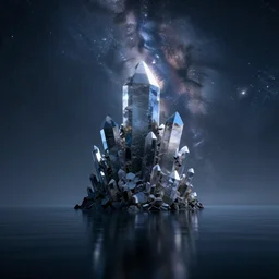 The calm before the storm on the planet of crystal spires, milkyway long exposure sky, 8k
