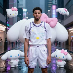 cybergoth decora glitchcore Jaydon Tatum, sanrio ornaments, pastel cute cinematography | neo hong kong, rainy atmosphere, night time, bright lights, colorful signs, busy streets, high res, kowloon | old ancient chinese website full of spam. internet explorer window is glitching out. mum wtf