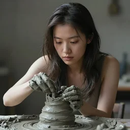 human forming from grey clay