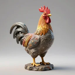 a powerful rooster rock statue that looks like a creative / designer, hasselblad photo, 8 k resolution, octane render, character design, digital art