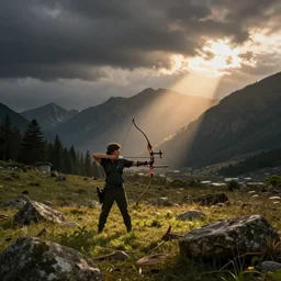 bow and arrow, photorealistic