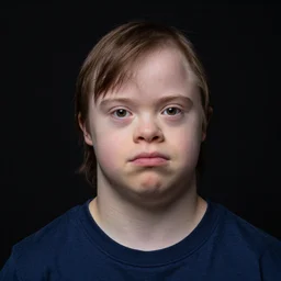 portrait of down syndrome edp 4 4 5 by steve mccurry, sharp focus, 4 k editorial photograph, soft lighting, black background