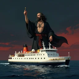 Charon the ferryman of Hades, by Rolf Armstrong, dramatic lighting, high contrast colors, panoramic view, as trending on Artstation,