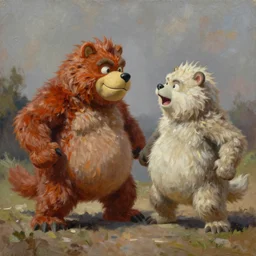 hank hill fighting a furby to the death oil painting, cgsociety