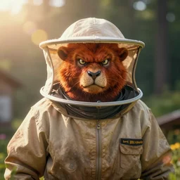 portrait art of an angry ginger beekeeper, 8k, ultra realistic , lens flare, atmosphere, glow, detailed, intricate, full of colour, cinematic lighting, trending on artstation, 4k, hyperrealistic, focused, extreme details, unreal engine 5, cinematic, masterpiece