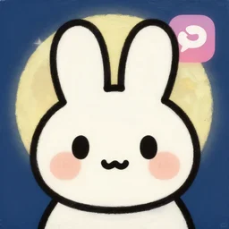 cartoony, cute kawaii Greg Manchess portrait painting of a rabbit bunny animal character, head shot, Organic Painting, Matte Painting, bold shapes, hard edges, app icon, moon in background, trending on artstation, by Sachin Teng, artgerm, rossdraws