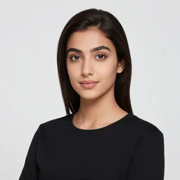 a professional portrait of a beautiful middle eastern girl, from the waist up, with sharp features, a beautiful face, soft smile, under studio lighting, taken with a canon eos camera with 1 3 5 mm focal length.