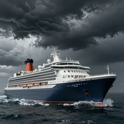 cruise ship sinking, dark, thunderstorm unreal engine Hight detailed An epic fantastic realism dinamic lighting