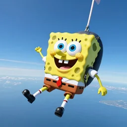 SpongeBob skydiving GoPro photo, photograph, hyper detailed, 4k