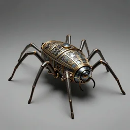 Dieselpunk spider-tank with a spider's legs, art nouveau