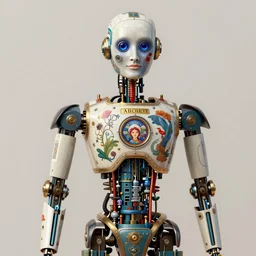 portrait of a venecian robot, full colour, the alembic of literary dreams as decoration, full colour, 3 d shaded, by ernst haeckel,