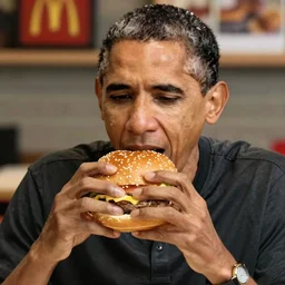 Obama eating a Hamburger At mcdonalds W-1024