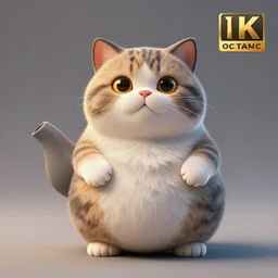 fat cat teapot, highly detailed, octane render, ray tracing, ambient occlusion, trending on artstation, 8 k