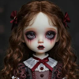 annabelle doll, hyper realistic face, horror, fantasy art, in the style of greg rutkowski, intricate, hyper detailed