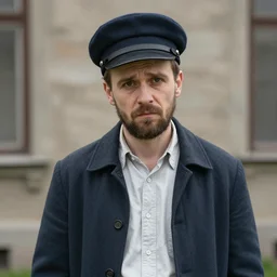 thirtysomething years old lee evans as a ( ( ( sad ) ) ), nice, quirky eastern european 1 9 th century postman. detailed soft focus natural lights, portrait by anastasia pollard