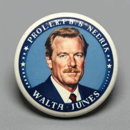 old time 1 9 5 0's presidential button for walter white, round, retro, worn