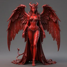 full length complex 3 d hyper realistic smooth ultra sharp render of a gorgeous!! red skin robed princess demoness sorceress woman | beatiful demon girl, angel of death, godess of beauty, bikini | d & d, medieval, fantasy | intricate, high quality | art by oh jinwook + 吵 集 仁 儿 on artstaion + takeshi obata + alphonse mucha + wlop + artgerm