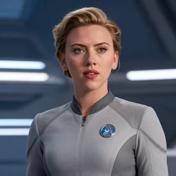 Scarlett Johansson is the captain of the starship Enterprise in the new Star Trek movie, 4k