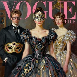 vogue magazine, elle magazine, instagram fashion, ilya kuvshinov, john singer sargent, trending on artstation, oil painting, masquerade ball mask, crop top, ballroom dress, intricate