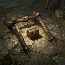 trap, stone floor, small treasure chest in center, dnd fantasy digital art, high detail, realistic
