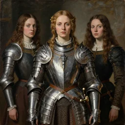 portrait of medieval swedish woman wearing dragon power armor with steel overbust corset. intricate painting by ross tran, magali villeneuve, and jeremy mann.