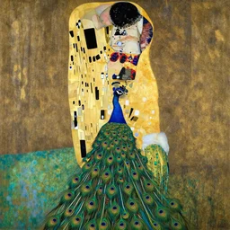 the vision of the universal peacock by karol bak, jean delville, william blake, gustav klimt, and vincent van gogh, symbolist, visionary