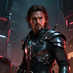 christian bale portrait, dystopia core, apocalyptic, warrior, riot, dramatic, sharp focus, fiction, neon, fantasy, hyper detailed, digital art, trending in artstation, cinematic lighting, studio quality, smooth render, unreal engine 5 rendered, octane rendered, art style and nixeu and wlop and krenz cushart