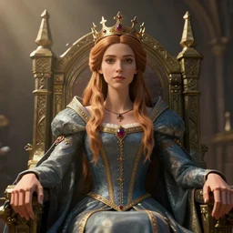 highly detailed closeup portrait of a fairytale medieval princess wearing a crown and sitting on a throne, unreal engine, low - poly hands, nicoletta ceccoli, mark ryden, earl norem, lostfish, global illumination, god rays, detailed and intricate environment