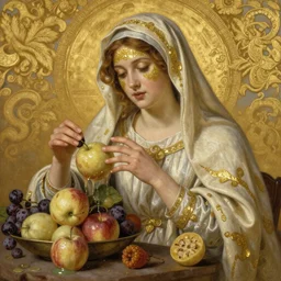 la societe du spectacle masterpiece ultrarealistic ultradetailed painting of catholic veiled lady beside fruits, still life, greg rutkowski, immerse, slime, 2 0 th century, special effects makeup, maximalist, glittering, gold, ivory, hyperreal, golden ratio, alphonse mucha