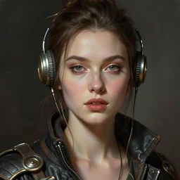 a beautiful digital art portrait of a woman, atompunk