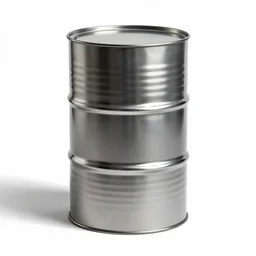 oversized steel drum, commercial catalog photo, isolated on a pure white background, centered, entire object in frame, sharp focus, soft studio lighting