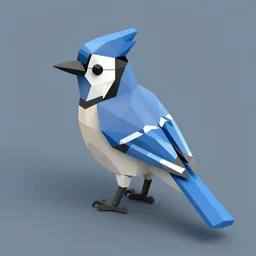a blue jay low poly isometric 3 d model.