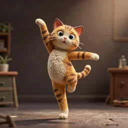 cat dancer, claymation, tending on artstation