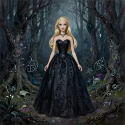 oil painting of a gothic barbie in the spooky woods by Edward Hopper, detailed
