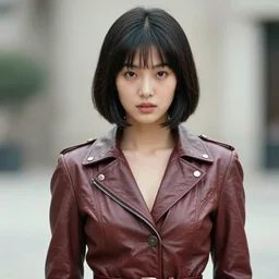ektachrome, telephoto, highly detailed : incredibly realistic, youthful asian demure, exquisite features, feminine cut, photo 1 9 9 0 s frontiers in flight leather suit cosplay fashion, jack cardiff, gaston bussiere