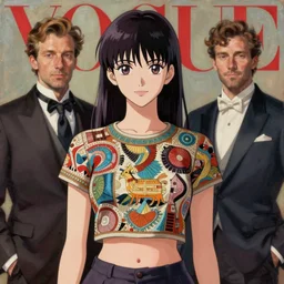 anime, fashion, vogue, elle, oil painting, trending on artstation, john singer sargent, greg rutkowski, crop top, intricate