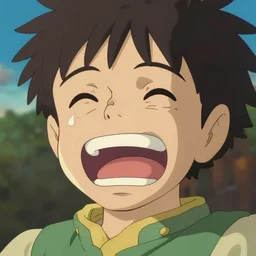an epic anime of laughing crying face, ghibli, unreal 5, octane render, rpg portrait, dynamic lighting, epic, epic anime, 2 d
