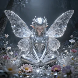 silver fairies home madeup of flowers, magical world, by greg rutkowski, sung choi, photo realistic, 8 k, cinematic lighting, hd, atmospheric, hyperdetailed, trending on artstation, devainart, digital painting, glow effect