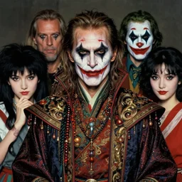 photorealistic portrait of willem dafoe wearing intricate shao khan costume, bizarre voodoo makeup, clown makeup, by amano, karol bak, greg rutkowski, and akira toriyama, tonalism, hyperrealistic, artgerm, masterpiece.