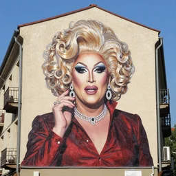 gorbachev drag queen painting on building detailed