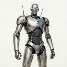 a metallic android, drawn by kentaro muira
