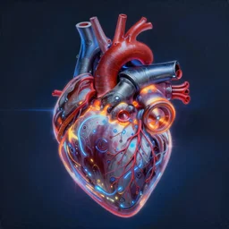 highly detailed glowing cybernetic heart painted by thomas kincade
