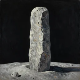 a beautiful painting of a monolith on moon, by rutkowski, featured on artstation