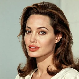 Angelina Jolie portrait, color vintage magazine illustration 1950