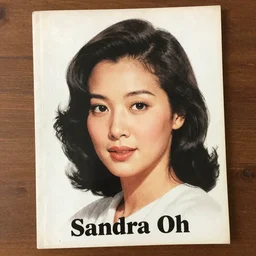 “Sandra Oh portrait, color vintage magazine illustration 1950”