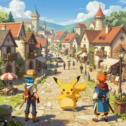 busy medieval port town docks fable pokemon sword and sheild, bright future, social realism, highly detailed, digital painting, artstation, concept art, matte, sharp focus, illustration, art by artgerm and greg rutkowski and alphonse mucha