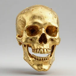 golden skeleton fragmented into tiny pieces, 3d render, 4k, artstation
