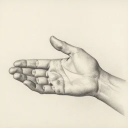 a graceful open hand, pencil-drawing by albrecht-durer